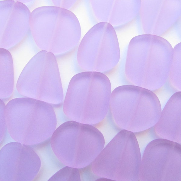 Cultured Sea Glass BEADS Flat free form 22-24mm Blossom PINK light purple bulk supply for making jewelry