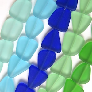 Cultured Sea Glass Beads: Frosted Recycled DIY Jewelry Supply, 5 Strands