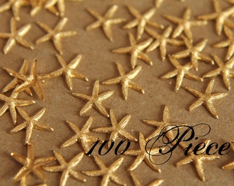 100 pc. Tiny Raw Brass Starfish: 9mm by 8.5mm - made in USA | RB-019-5