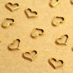 24 pc. Small Raw Brass Open Hearts: 10mm by 7mm - made in USA | RB-526*