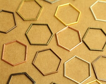 875 Platinum Tone 20mm x 17mm 10 pieces Hexagon Links