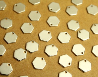 875 Platinum Tone 20mm x 17mm 10 pieces Hexagon Links