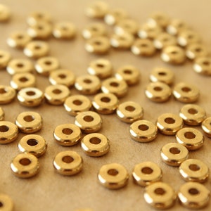 30 pc. Raw Brass Round Saucer Spacer Beads, 5mm in diameter FI-644 image 2