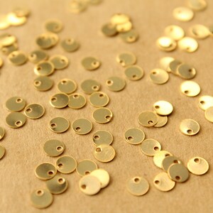 20 pc. 24K Gold Plated Brass Tiny Circle Charms, 4mm diameter FI-667 image 2