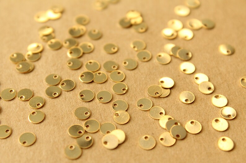 20 pc. 24K Gold Plated Brass Tiny Circle Charms, 4mm diameter FI-667 image 2