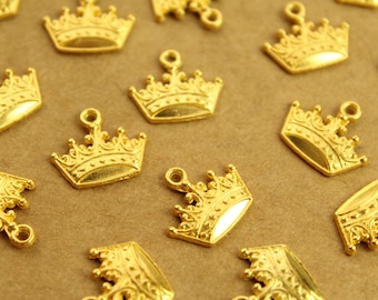 15 pc. Gold Plated Crown Charms, 18mm x 15mm | MIS-265