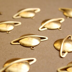 8 pc. Large Raw Brass Saturn Charms: 32mm by 22mm made in USA RB-925 image 3