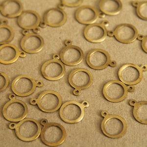 14 pc. Small Raw Brass Circle Outline Charms: 11mm by 9mm - made in USA | RB-294