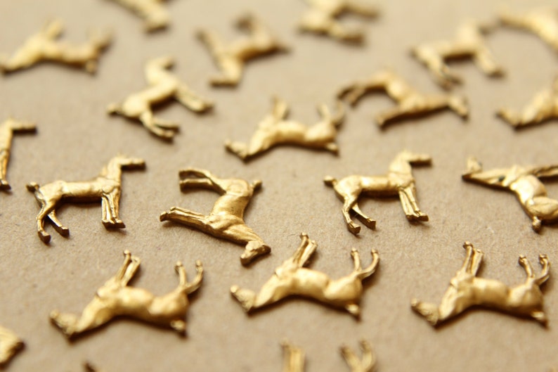 2 pc. Raw Brass Tiny Standing Horse Stampings: 14mm by 13mm made in USA RB-581 image 3