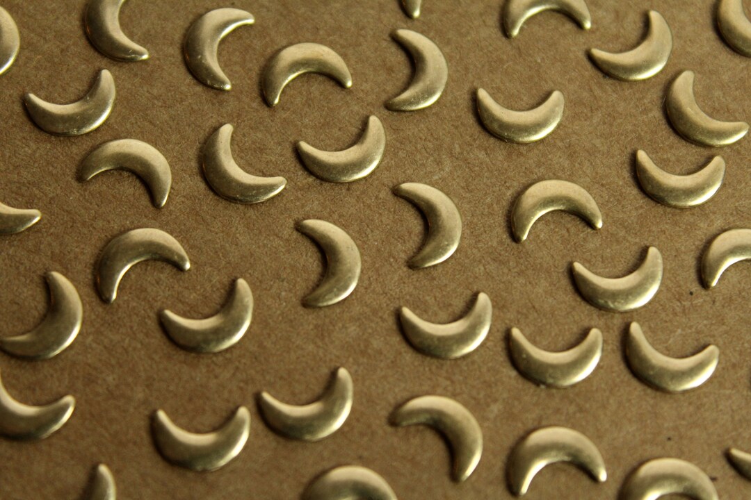 24 Pc. Tiny Antique Brass Plated Rounded Moons: 7.5mm by 6mm - Made in ...