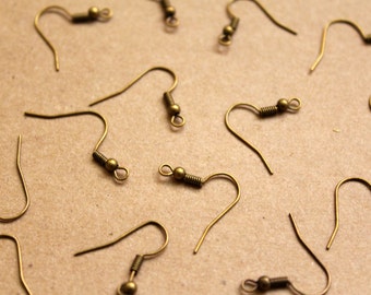 100 pc. Antique Bronze Plated Fishhook Earwires 18mm long | FI-274