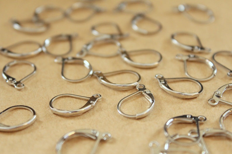 50 pc. Silver Leverback Earwires 10mm by 15mm FI-426 image 2