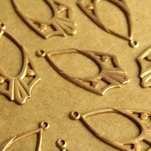 2 pc. Raw Brass Art Nouveau Dangle Charms: 34mm by 16.5mm - made in USA | RB-1283