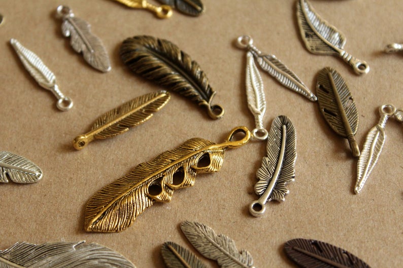 Feather Charm Grab Bag, Assorted Finishes and Sizes - 1.25 oz.| MIS-136