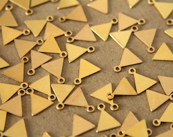 16 pc. Small Raw Brass Triangle Tags: 10mm by 9mm - made in USA | RB-111