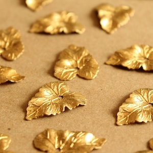 8 pc. Medium Raw Brass Ivy Leaves: 20mm by 27mm made in USA RB-1012 image 3