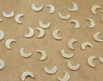 24 pc. Tiny Silver Plated Brass Moons: 6.5mm by 5mm - made in USA | SI-153