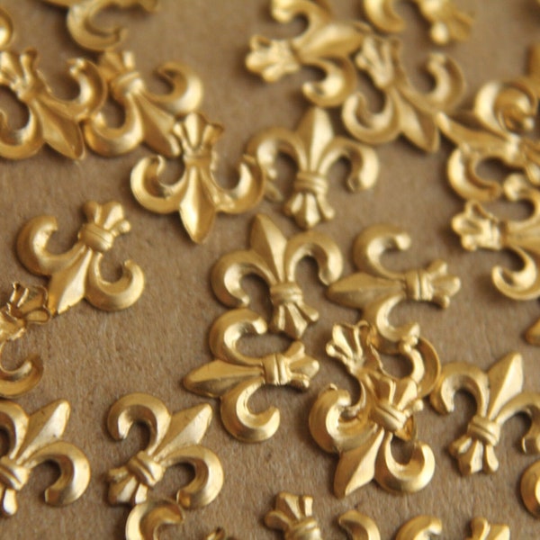 20 pc. Tiny Raw Brass Fleur de Lis Stampings: 7.5mm by 7mm - made in USA | RB-180