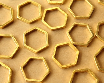 10 pc. Gold Plated Hexagon Links, 19.5mm by 22mm | FI-645