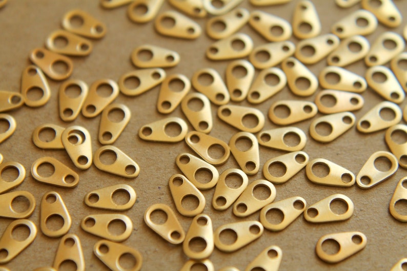 24 pc. Raw Brass Chain Tabs: 7mm by 4mm made in USA RB-143 image 2