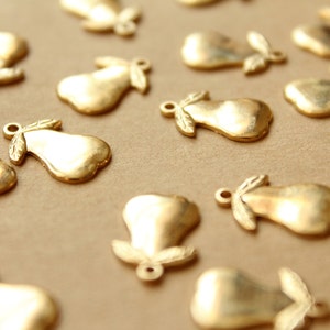 6 pc. Small Raw Brass Pear Charms: 15mm by 9mm made in USA RB-960 image 3