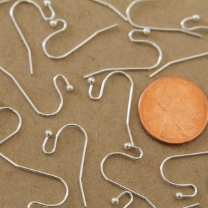 50 pc. Silver Plated Ball End Earwires 22mm long FI-065 image 3