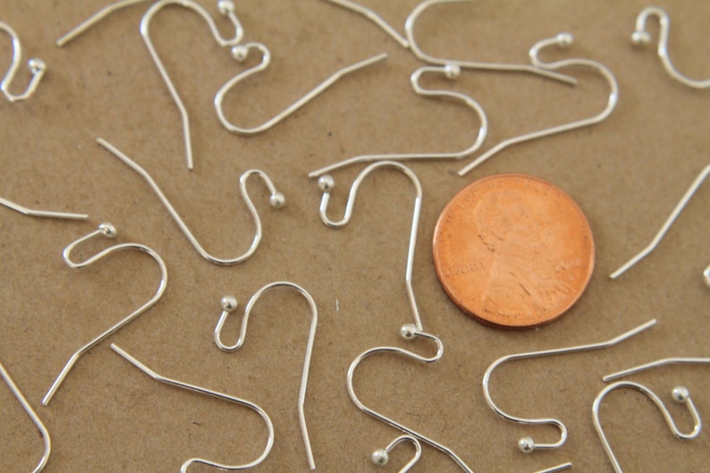 50 pc. Silver Plated Ball End Earwires 22mm long FI-065 image 3