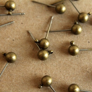 10 pc. Antique bronze ball end earring posts | FI-052