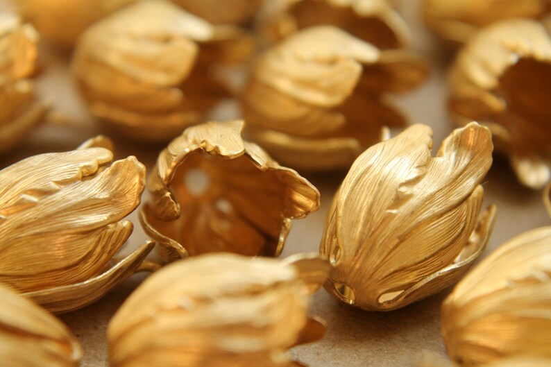 1 pc. Raw Brass Tulips : 16mm by 21mm made in USA RB-181 image 2