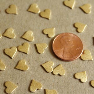 12 pc. Raw Brass Frosted Hearts: 8mm by 8mm made in USA RB-1053 image 4