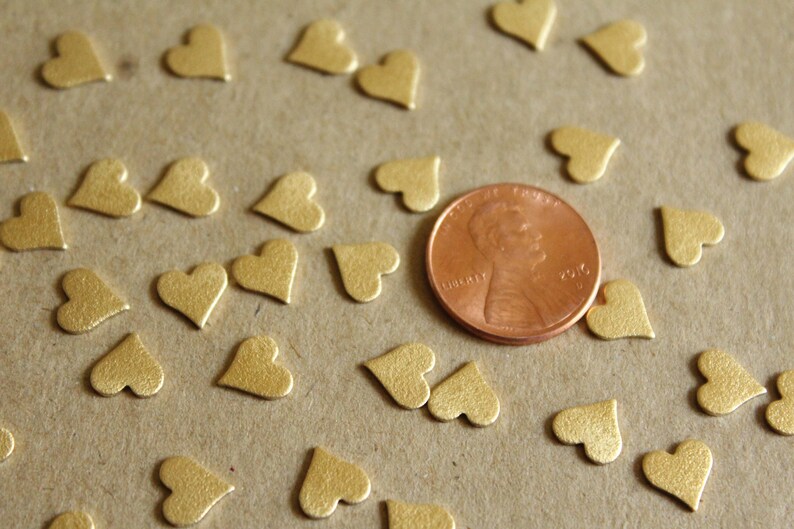 12 pc. Raw Brass Frosted Hearts: 8mm by 8mm made in USA RB-1053 image 4