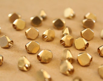 30 pc. Raw Brass Faceted Triangular Beads, 6.5mm by 6.5mm by 6mm| FI-436