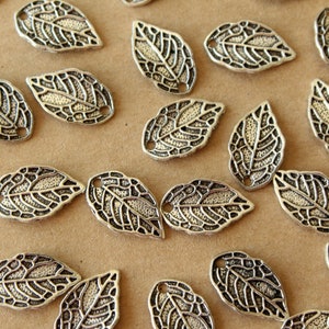 30 pc. Antique Silver Plated Leaf Charms, 16.5mm by 9.5mm | MIS-500