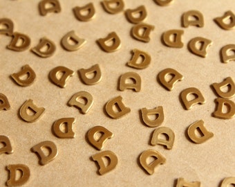6 pc. Tiny Raw Brass Letter D Stampings - 5.5mm by 5.5mm - made in USA | RB-1171