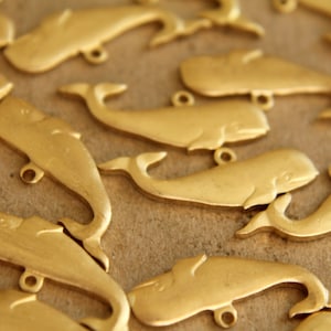2 pc. Raw Brass Sperm Whales: 26mm by 11mm - made in USA | RB-258