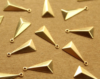 8 pc. Small Gold Plated Brass Faceted Isosceles Triangle Charms : 15mm by 8.5mm - made in USA | GLD-075