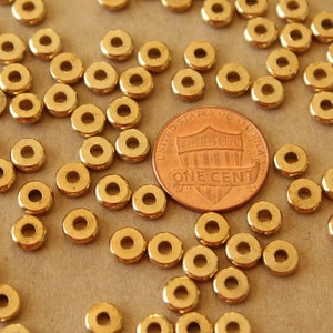 30 pc. Raw Brass Round Saucer Spacer Beads, 5mm in diameter FI-644 image 3