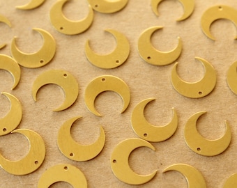 20 pc. Raw Brass Moons with Center Hole: 14mm by 13mm | MIS-388