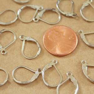 50 pc. Silver Leverback Earwires 10mm by 15mm FI-426 image 3