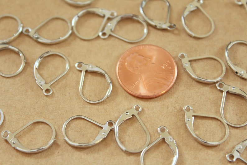 50 pc. Silver Leverback Earwires 10mm by 15mm FI-426 image 3