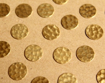 20 pc. Raw Brass Hammered Circle Stampings: 11mm in diameter - made in USA | RB-900