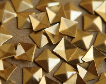 8 pc. Tiny Raw Brass Faceted Square Stampings : 7mm - made in USA | RB-183