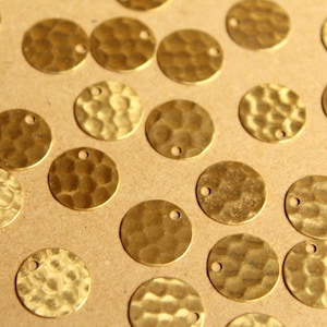 16 pc. Raw Brass Hammered Circle Charms: 11mm in diameter made in USA RB-893 image 1