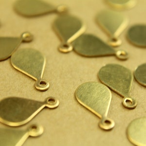 12 pc. Tiny Raw Brass Teardrop Tags: 13mm by 7.5mm - made in USA | RB-441