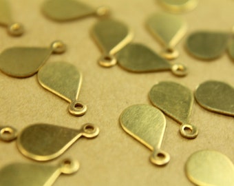 12 pc. Tiny Raw Brass Teardrop Tags: 13mm by 7.5mm - made in USA | RB-441