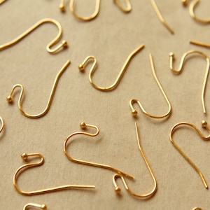 50 pc. Gold Plated Ball End Earwires 22mm long  | FI-198