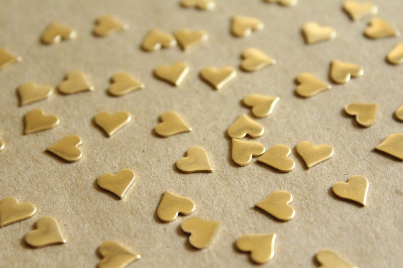 14 pc. Raw Brass Smooth Hearts: 8mm by 8mm made in USA RB-1052 image 3