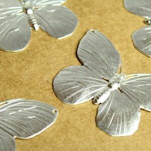 1 pc. Silver Plated Brass Butterfly Stamping: 52mm by 38mm made in USA SI-299 image 3