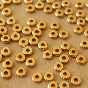 30 pc. Raw Brass Round Saucer Spacer Beads, 5mm in diameter FI-644 image 1