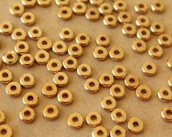 30 pc. Raw Brass Round Saucer Spacer Beads, 5mm in diameter | FI-644